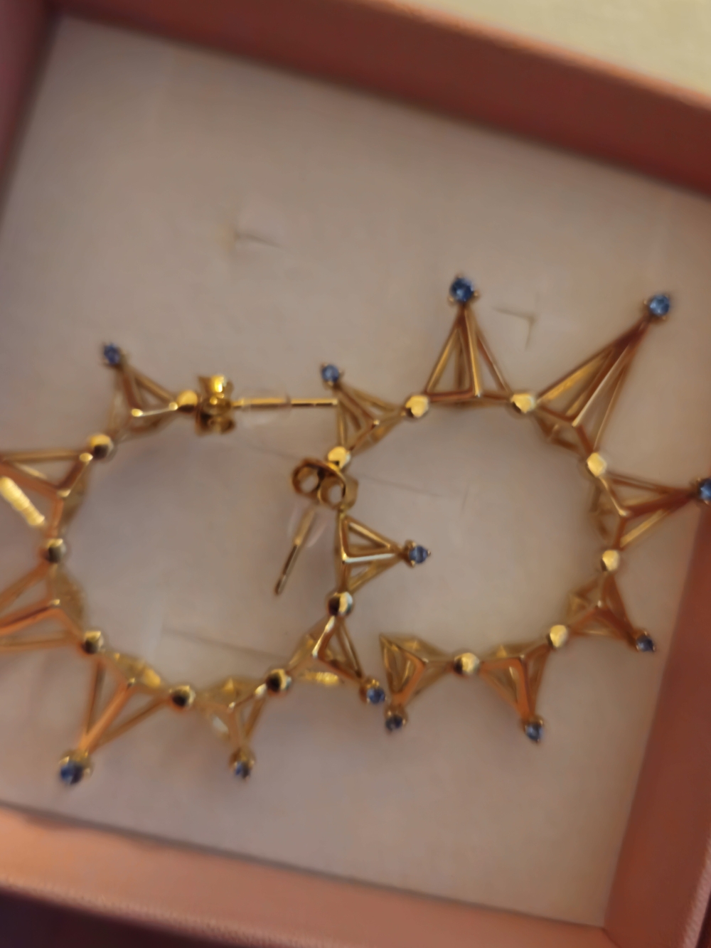 Gold Hoop Earrings with Teal Accents - Bisoulovely Polaris